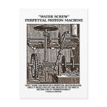 Water Screw Perpetual Motion Machine Woodcut Post Cards