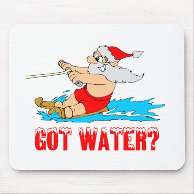 Water Ski Santa Mouse Mat by TeeZazzle