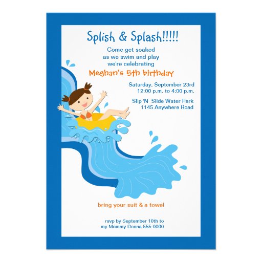 Water Slide Birthday Invitation