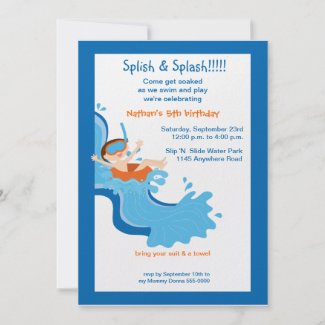 Water Slide Birthday Party Invitation