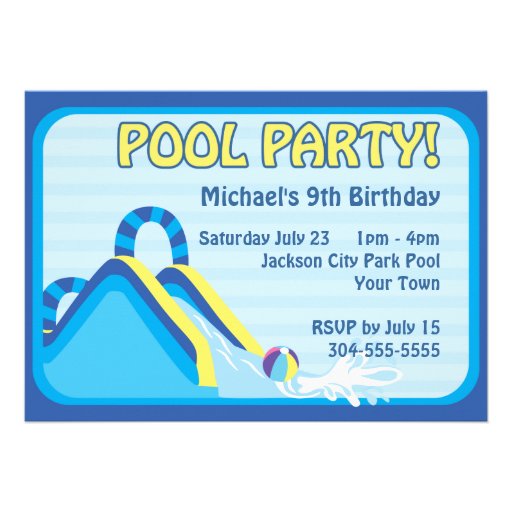 Water Slide Birthday Personalized Invite