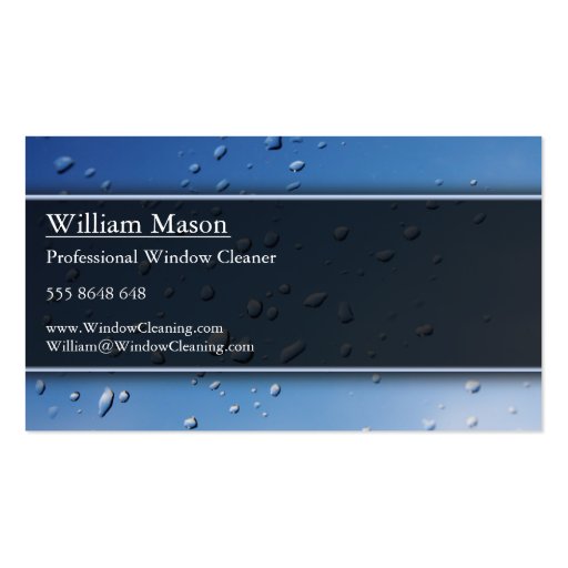 Water Splash, Blue Window Cleaner - Business Card (back side)