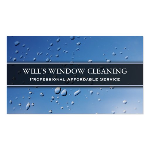 Water Splash, Blue Window Cleaner - Business Card (front side)