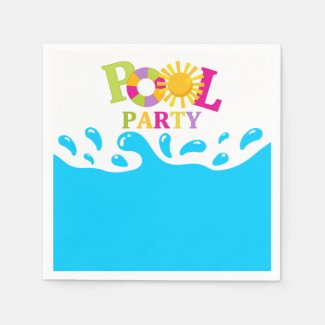 Water Splash Girl Pool Party Birthday Paper Napkin