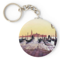"Water Taxis" Gondola Scene Watercolor Keychain