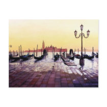 "Water Taxis" Gondola Scene Watercolor Postcards