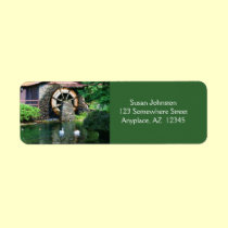 Water Wheel Pond Painting Address Label labels