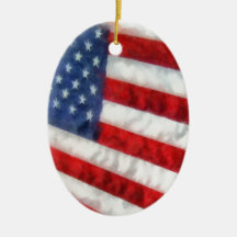 Watercolor American Flag Christmas Tree Ornaments
