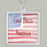 Watercolor American Flag Necklace necklaces