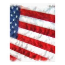 Watercolor American Flag Personalized Letterhead