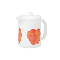 Watercolor Apple teapots