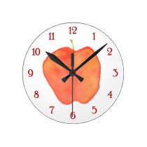 Watercolor Apple wall clocks