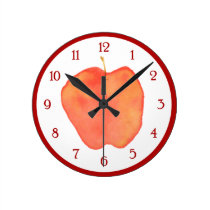 Watercolor Apple wall clocks