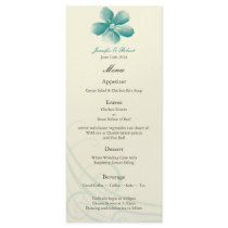 Watercolor Aqua Wedding Menu Card Rack Card Template