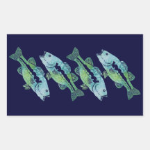 Watercolor Bass Rectangular Stickers