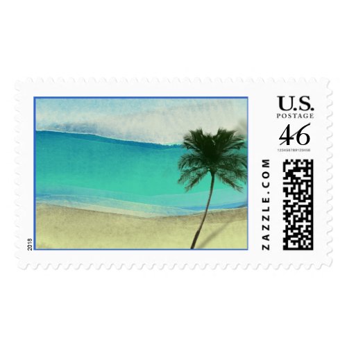 Watercolor Beach Destination Wedding Stamps stamp