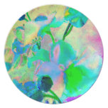 Watercolor Blossoms Art Photograph Plastic Picnic Plate