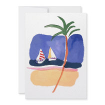 Watercolor Boats, Palm & Beach Custom Invitation
