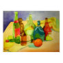 watercolor, bottles, glass, wine, colored glass,