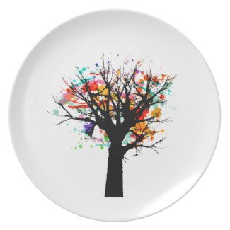 Watercolor branchy tree design party plates