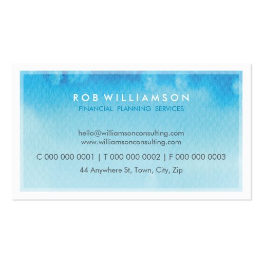 WATERCOLOR BUSINESS CARD :: modern trendy blue (back side)