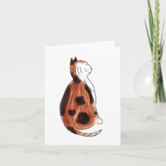 Watercolor Calico Kitty Note Card