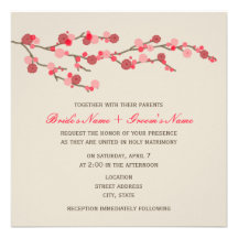 Watercolor Cherry Blossom Wedding Invite
