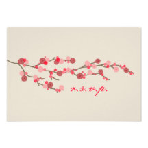 Watercolor Cherry Blossom Wedding RSVP Invite