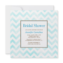 Watercolor Chevron Bridal Shower Invitation (blue)