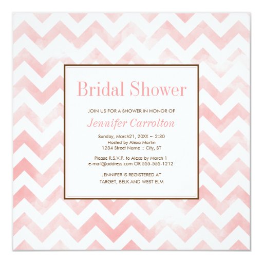 Watercolor Chevron Bridal Shower Invitation (pink)