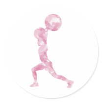 Watercolor Clean & Jerk in Pink Round Stickers