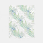 Watercolor Dragonfly in Soft Blues & Green art Fleece Blanket