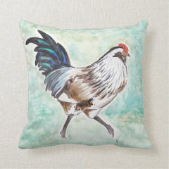 Watercolor Easter Egger Rooster Throw Pillows