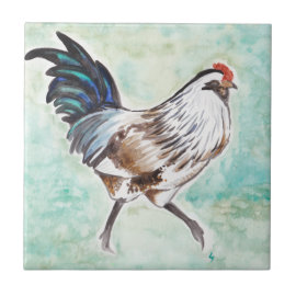Watercolor Easter Egger Rooster Tiles