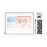Watercolor Flag with Heart U.S. Postage Stamp stamps