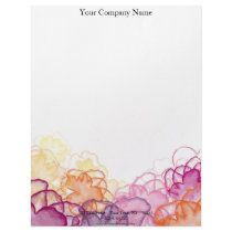 Watercolor Floral in Pink, Purple, and Orange Letterhead Design