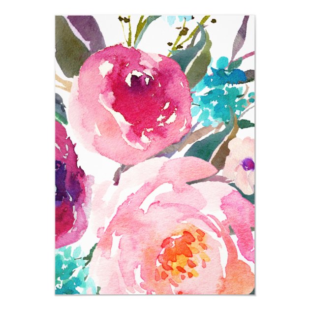 Watercolor Floral Modern Botanical Bridal Shower Card