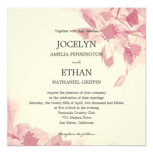 Watercolor Floral Wedding Invitation