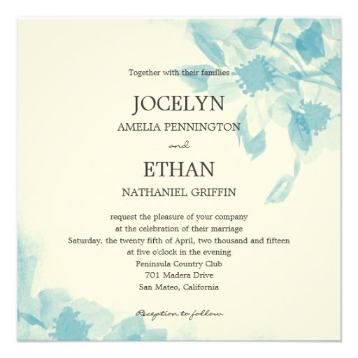 Watercolor Floral Wedding Invitation