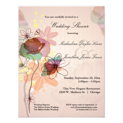 Watercolor Floral Wedding Shower Invite