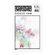 watercolor flowers postage