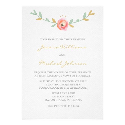 Watercolor Flowers Wedding Invitations