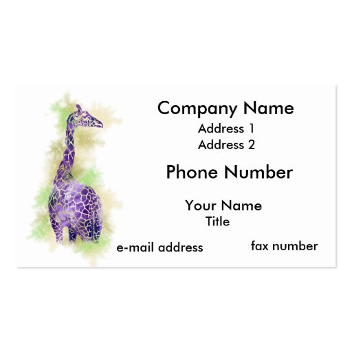 Watercolor Giraffe 1 Business Card Templates
