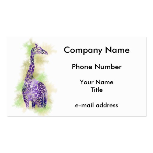 Watercolor Giraffe 1 Business Card Templates (front side)