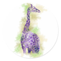 Watercolor Giraffe 1 Round Sticker