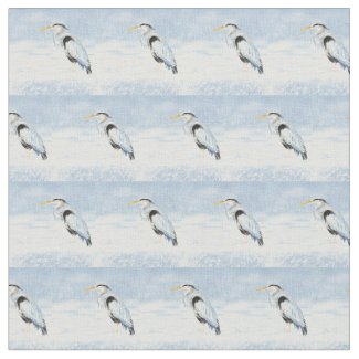 Watercolor Great Blue Heron Bird art Fabric
