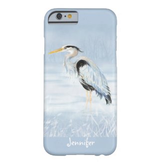 Watercolor Great Blue Heron Bird Custom name iPhone 6 Case