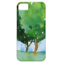 watercolor green trees. iPhone 5 cover