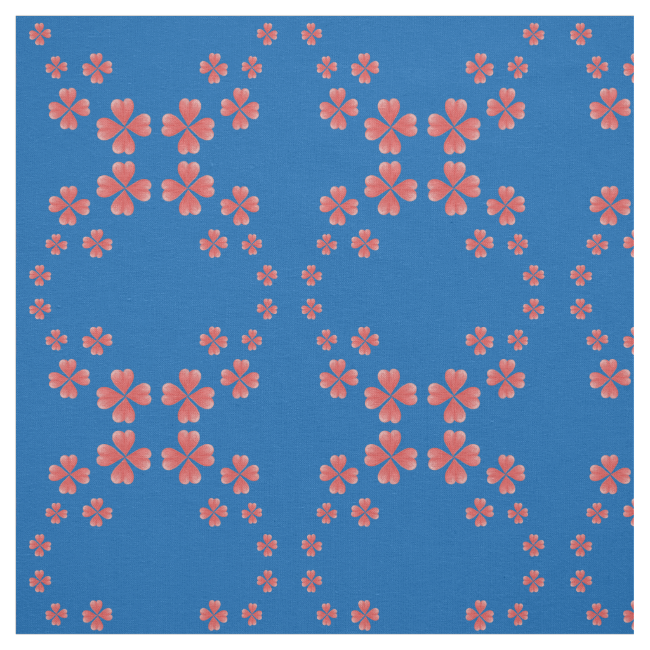 Watercolor Heart Flowers Circle Print Blue Fabric Watercolor Heart Flowers Circle Print Blue Fabric