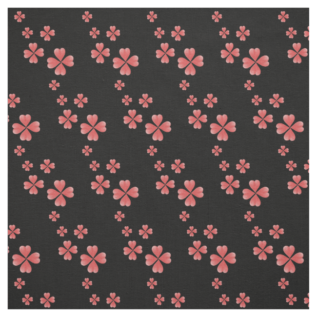Watercolor Heart Flowers Print Black Fabric Watercolor Heart Flowers Print Black Fabric